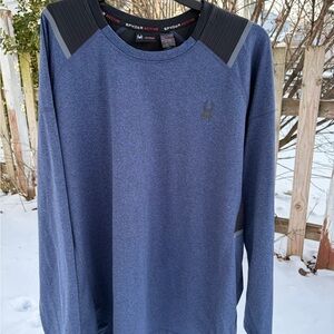 Spyder Men's Long Sleeve Shirt in Heather Blue and Black